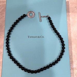 Tiffany & Co. Black Bead Necklace with Silver Clasp